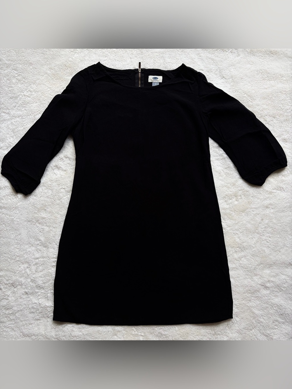 Old Navy Women’s Little Black Dress 3/4 Button Sleeve Zip Up Shift Dress, SMALL